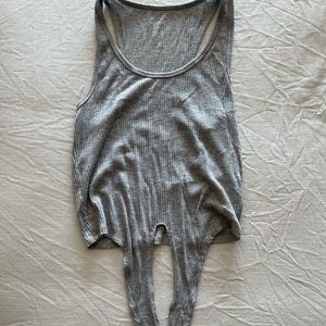 Aerie grey front tie crop tank
